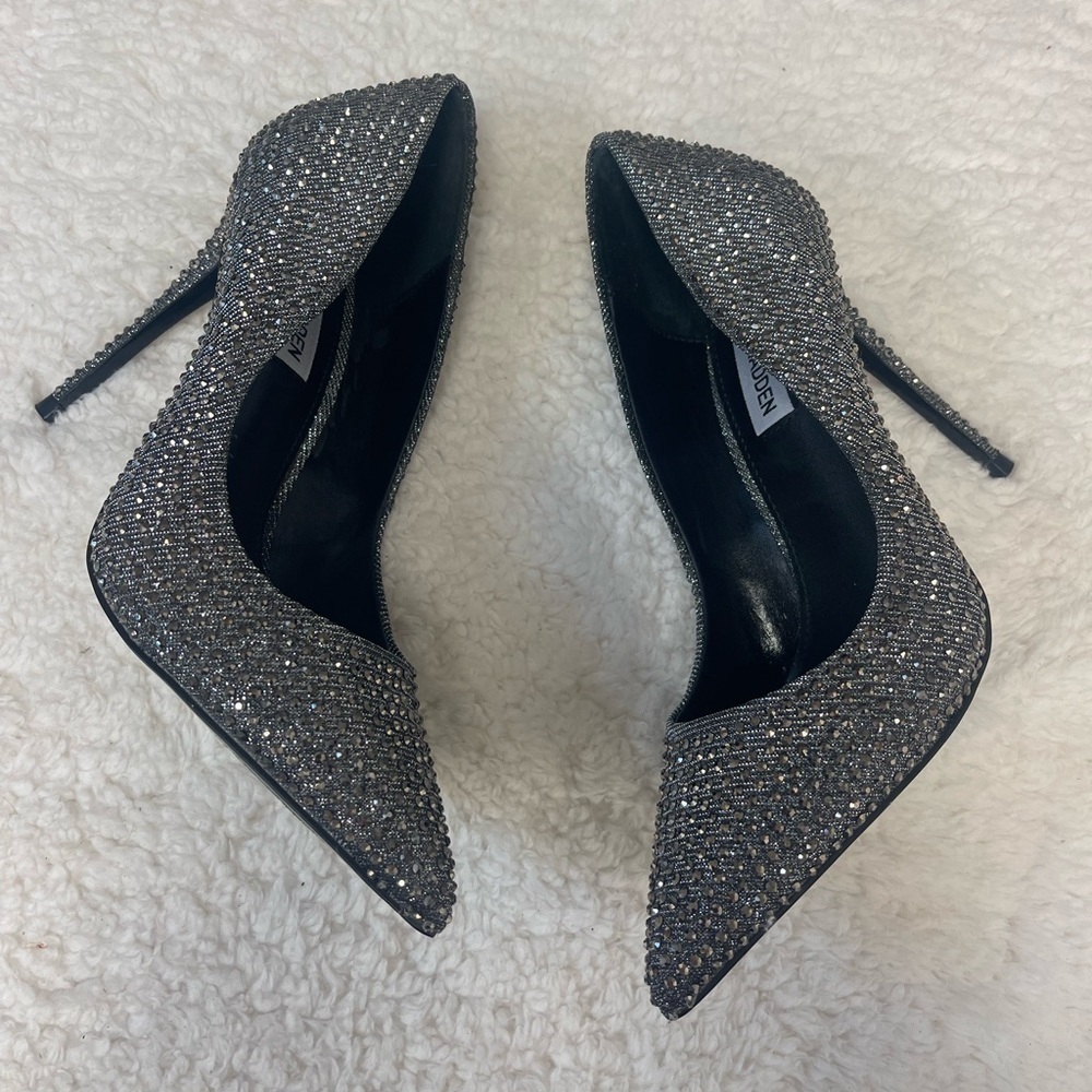 Steve Madden Daisy Gunmetal Rhinestone Heels - Picture 2 of 9